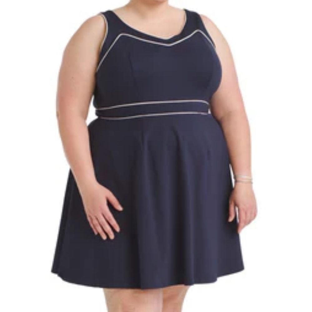ModCloth Sailor Style Dress Navy Blue + White Size 1X